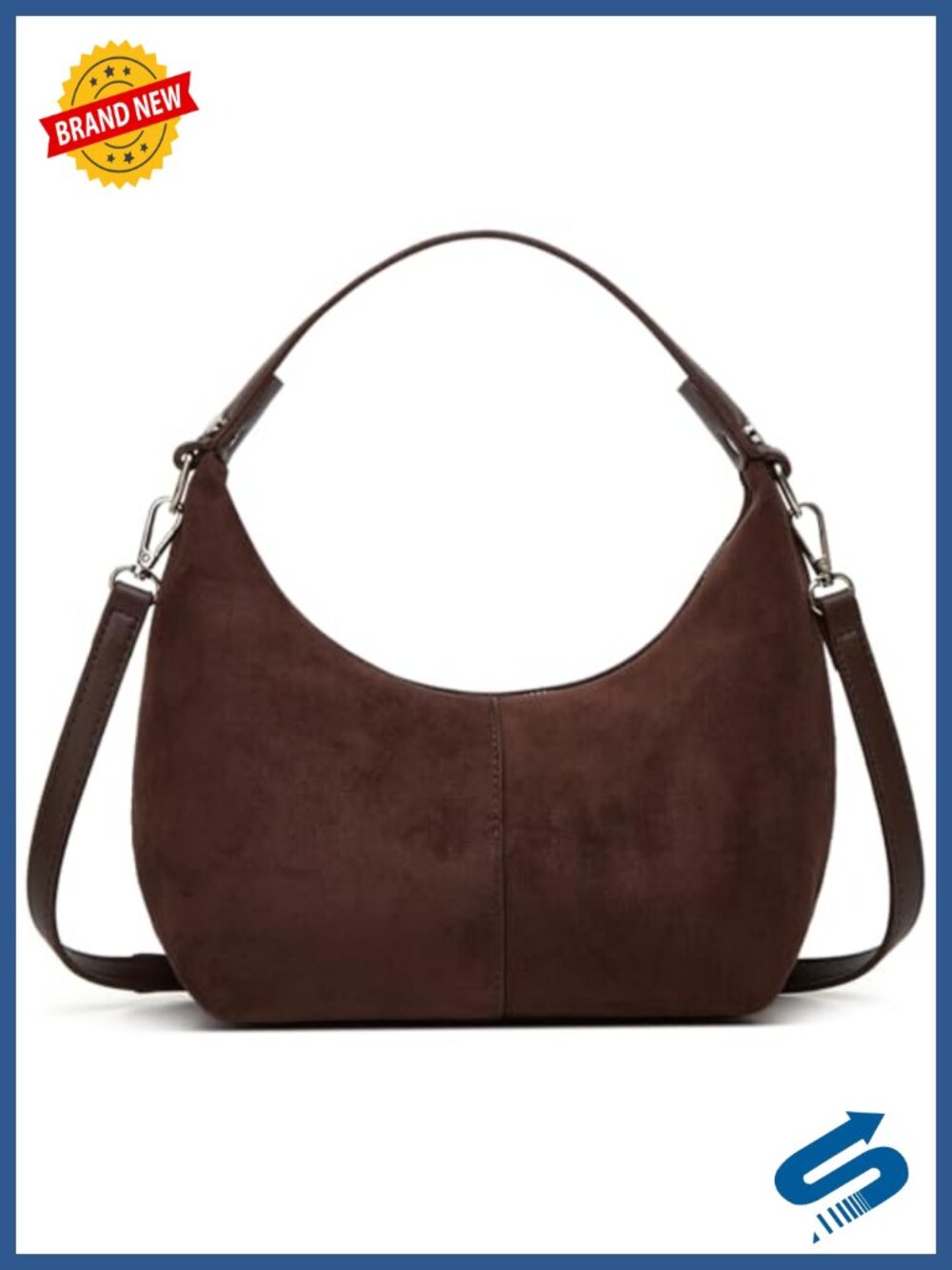 Suede Crescent Bag Slouchy Shoulder Handbag Retro Work Tote Purse